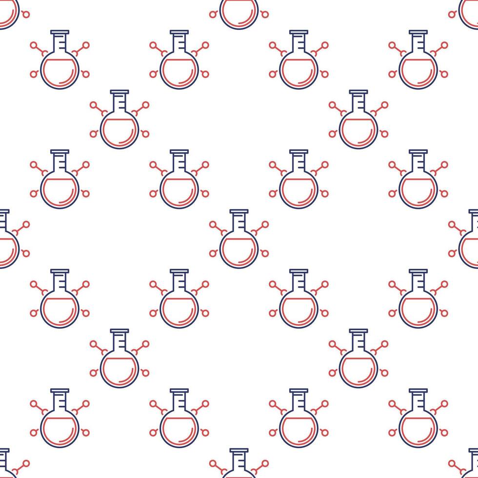 Round Flask and molecular formula Education linear seamless pattern vector