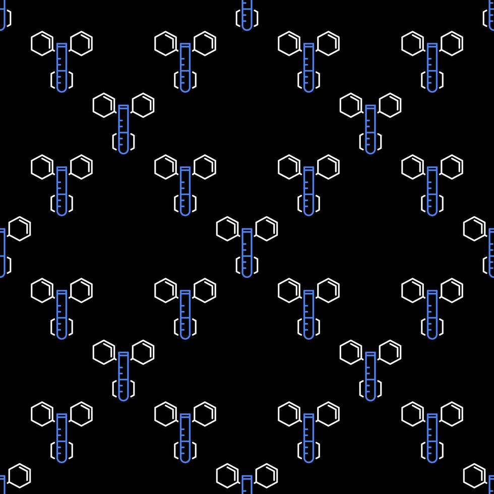 Test Tube and hexagonal molecular formula Science seamless pattern in thin line style vector
