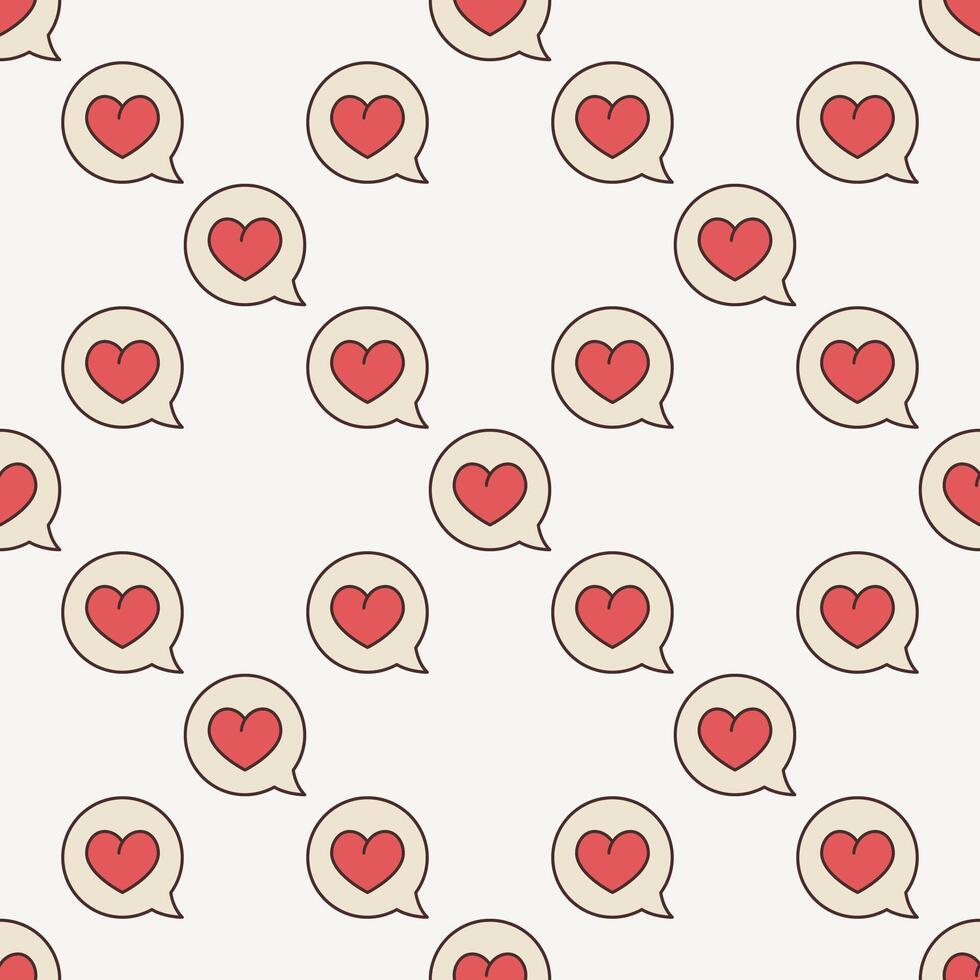 Speech Bubble with Red Heart partnership colored seamless pattern vector