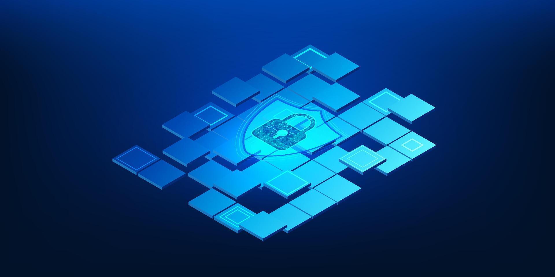 Blockchain Technology Security System Background Showing Encrypted Blocks, Safe Cryptocurrency Transactions, Digital Ledger Verification, and Secure Financial Data Protection vector