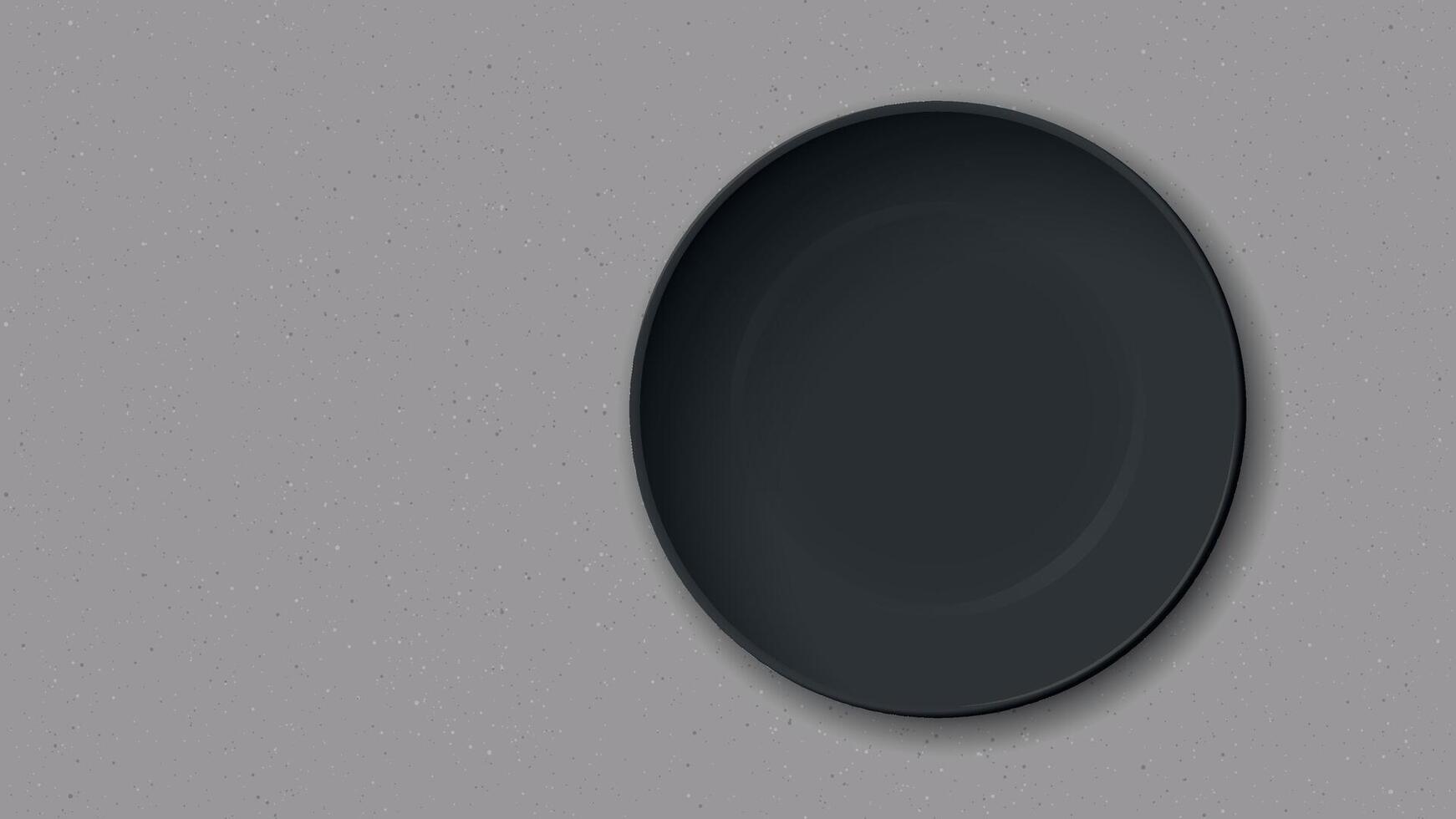 Top view of empty black bowl placed on a cement texture background vector