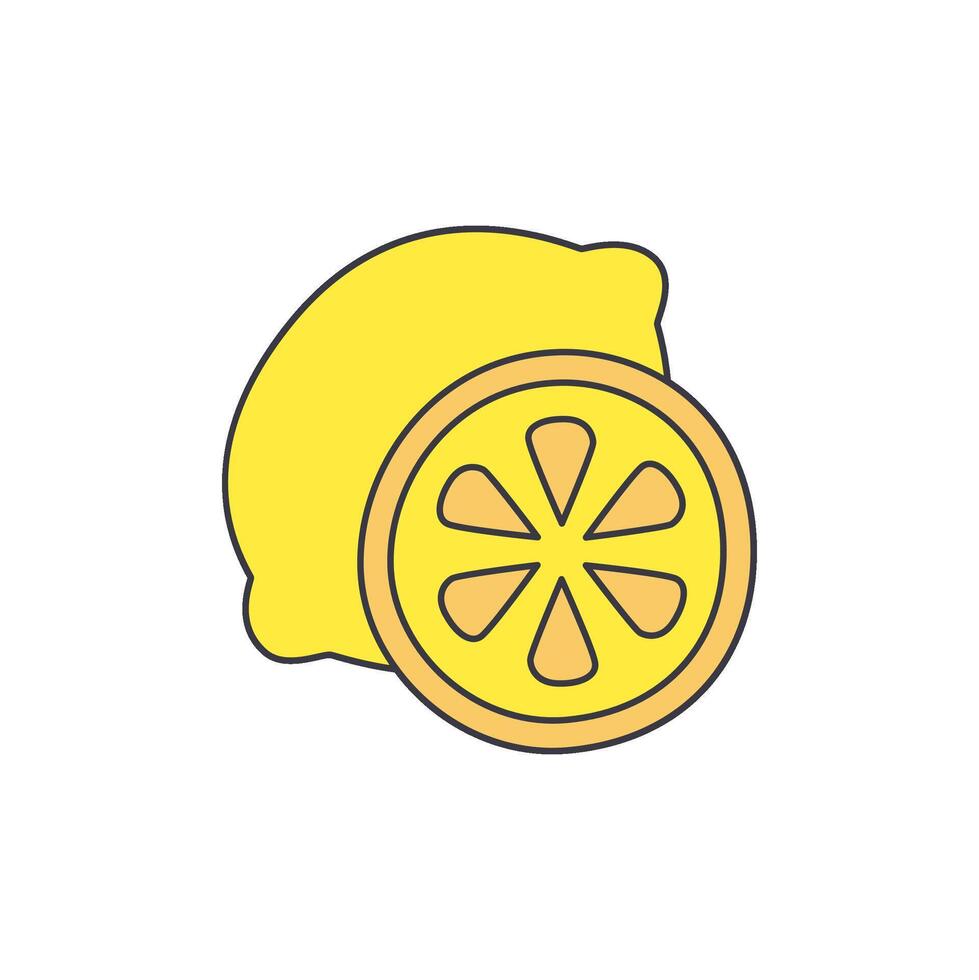 A stylized illustration of a whole lemon next to a sliced lemon, presented on a plain white background, evoking a sense of freshness and simplicity vector