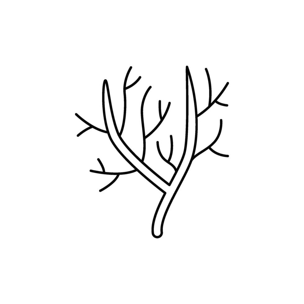 Stylized line art illustration of a delicate tree branch with multiple small offshoots, emphasizing natural simplicity and organic form vector