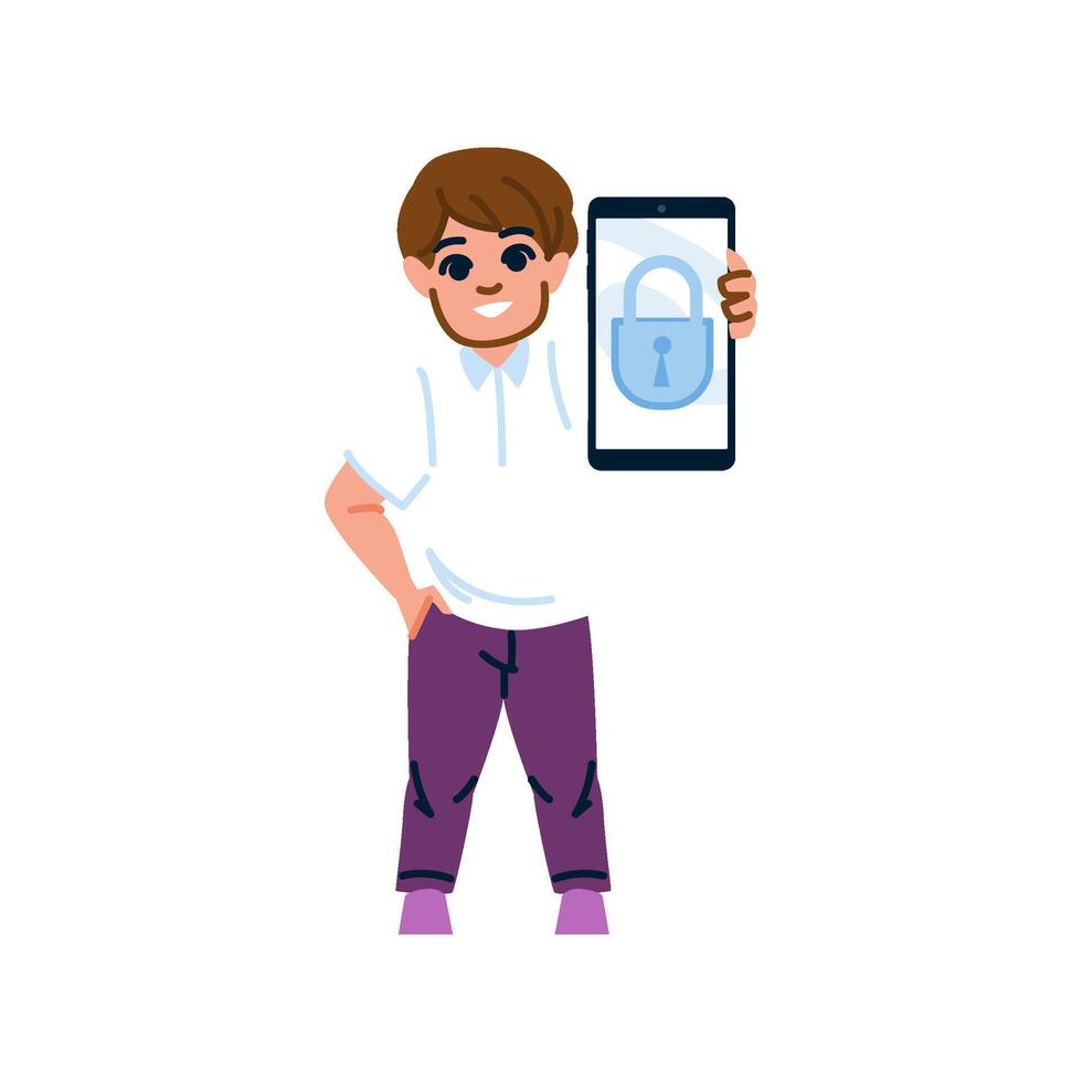 Man holding smartphone showing secure digital lock vector