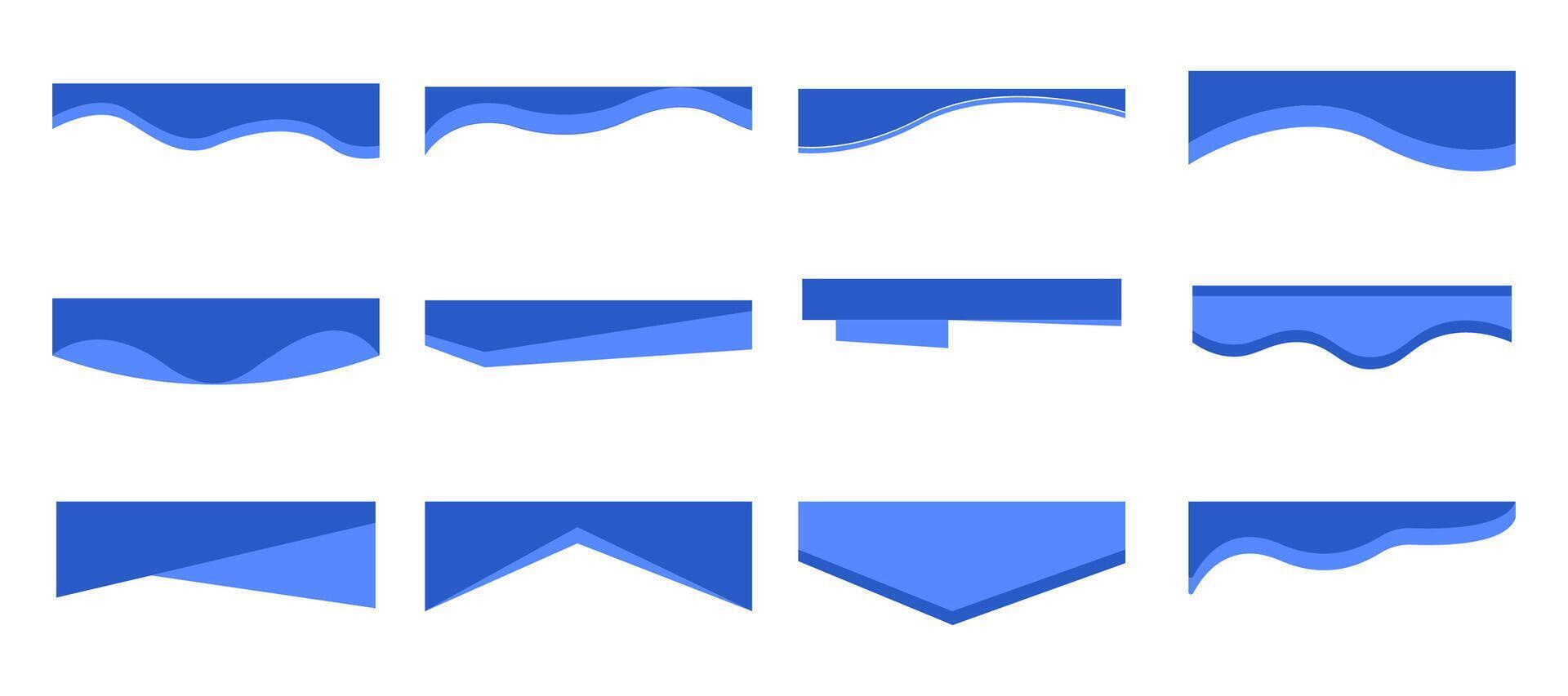 Header website divider border template, curve wavy separator, modern bottom section. Abstract banner cover collection. vector