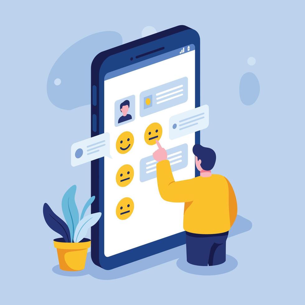 Mobile Feedback Survey User Interaction Flat Illustration vector