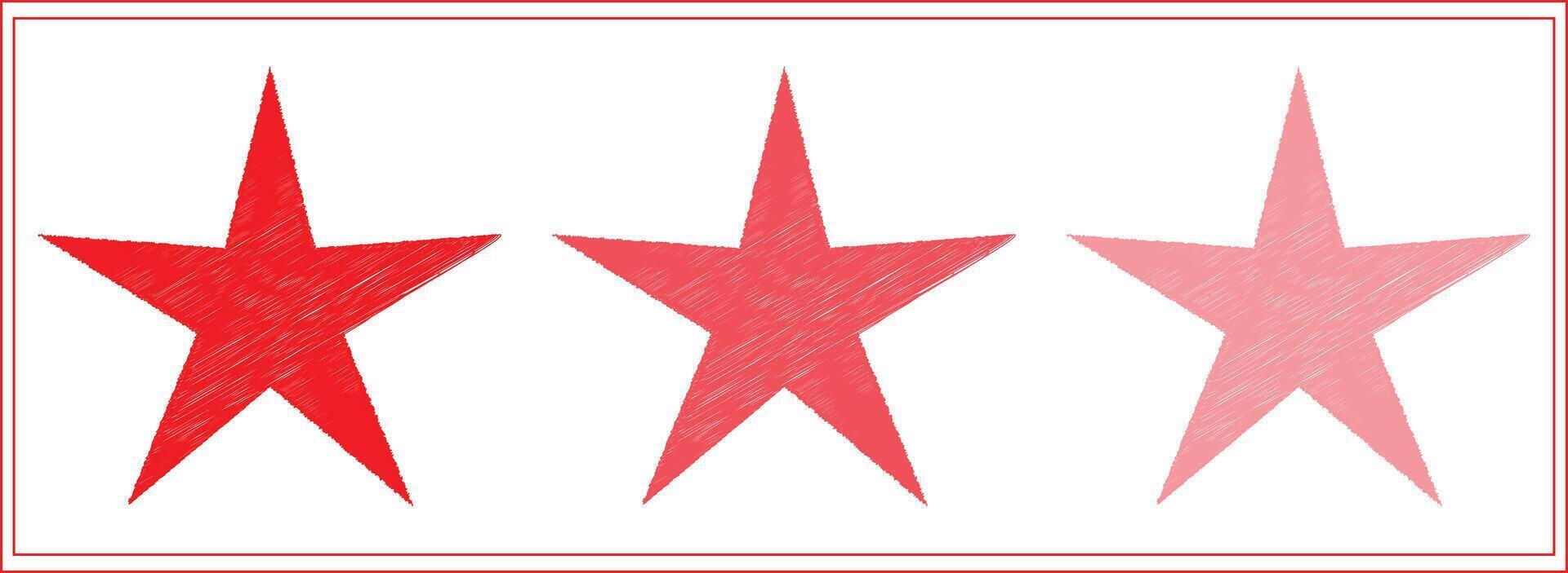 Star rating icon set, review quality ranking graphic, five point shape collection, red gradient illustration vector