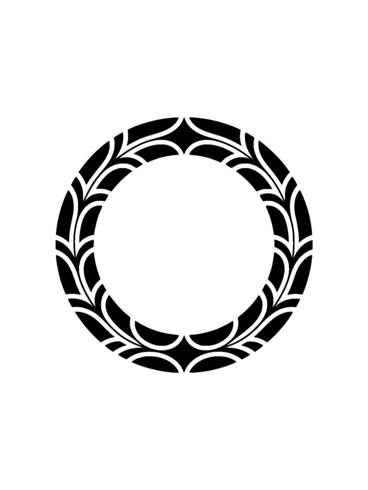 abstract oval frame with stylized leaf motif and ornate geometric pattern vector