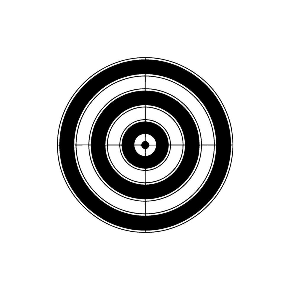 A precisely centered abstract illustration of a classic archery target with concentric circles and radial lines vector
