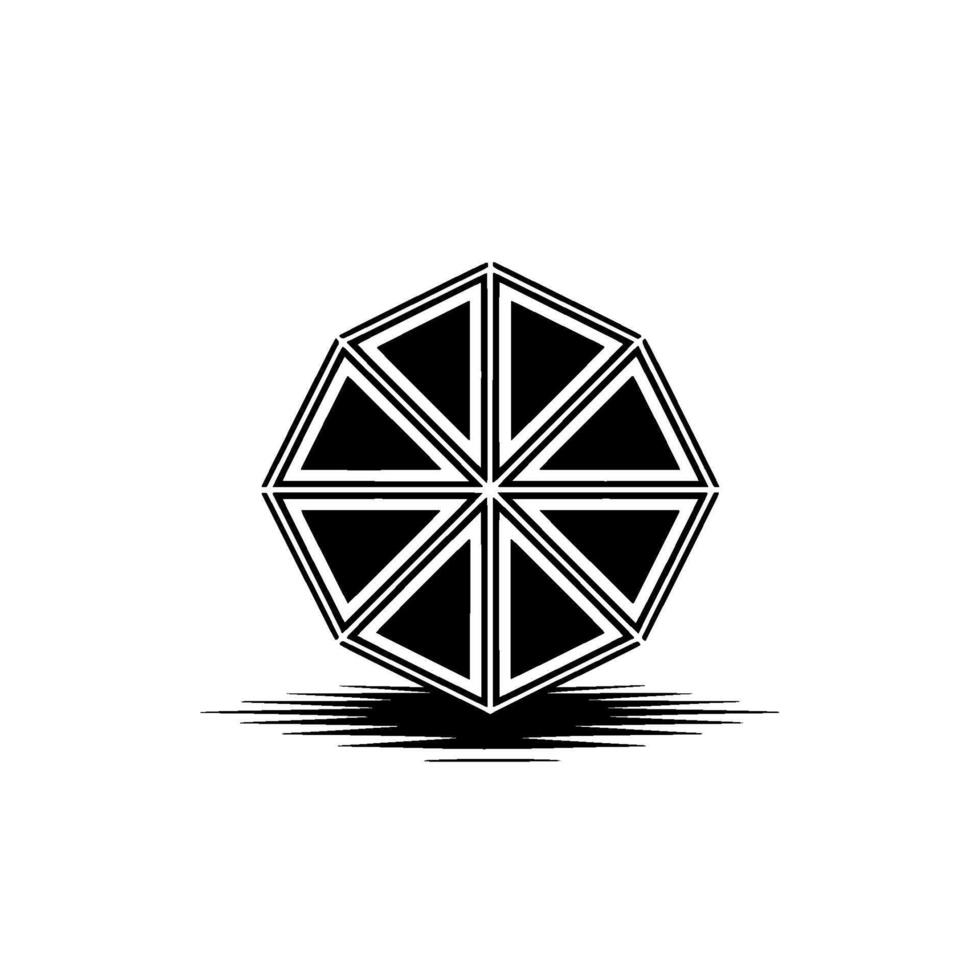 A minimalist geometric radial featuring eight interlocking triangular shapes vector