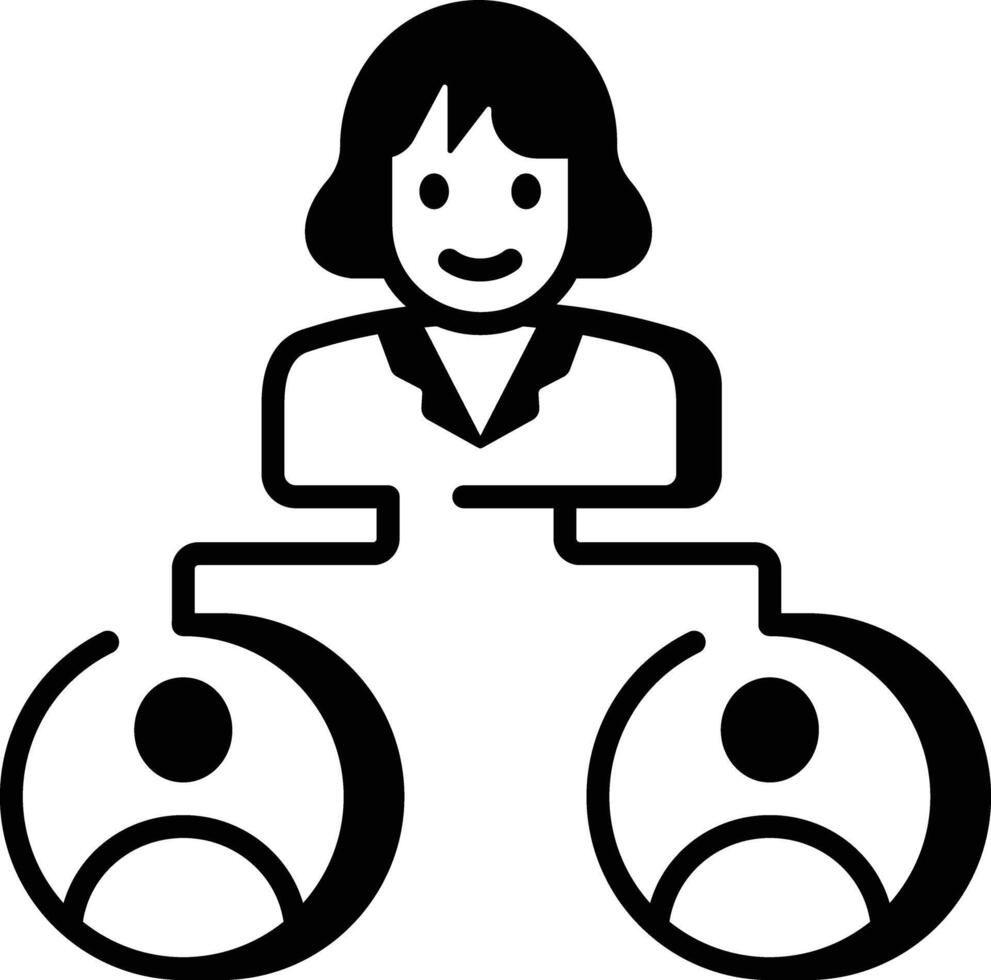 A linear style icon representing user connection vector