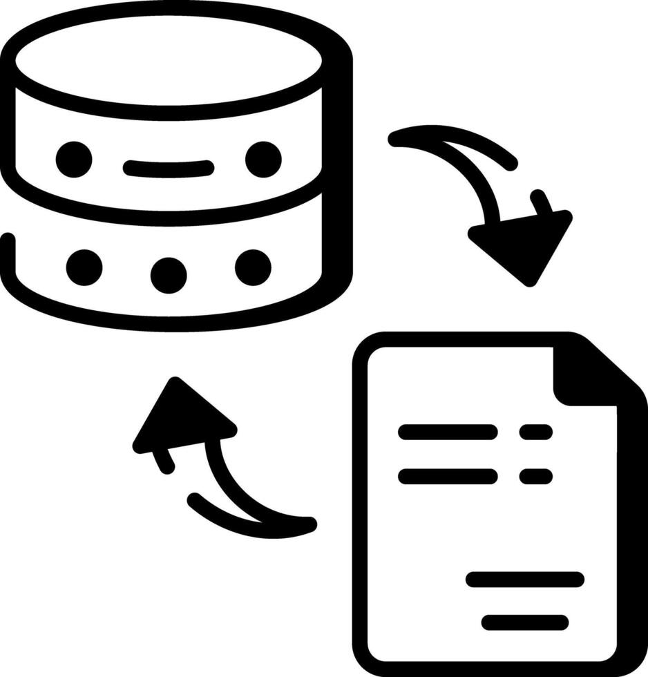 A linear style icon representing data transformation vector