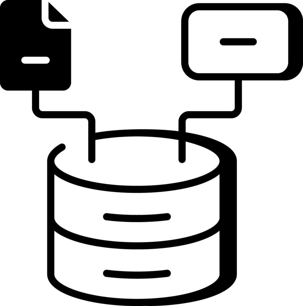 A line style icon showing data aggregation vector