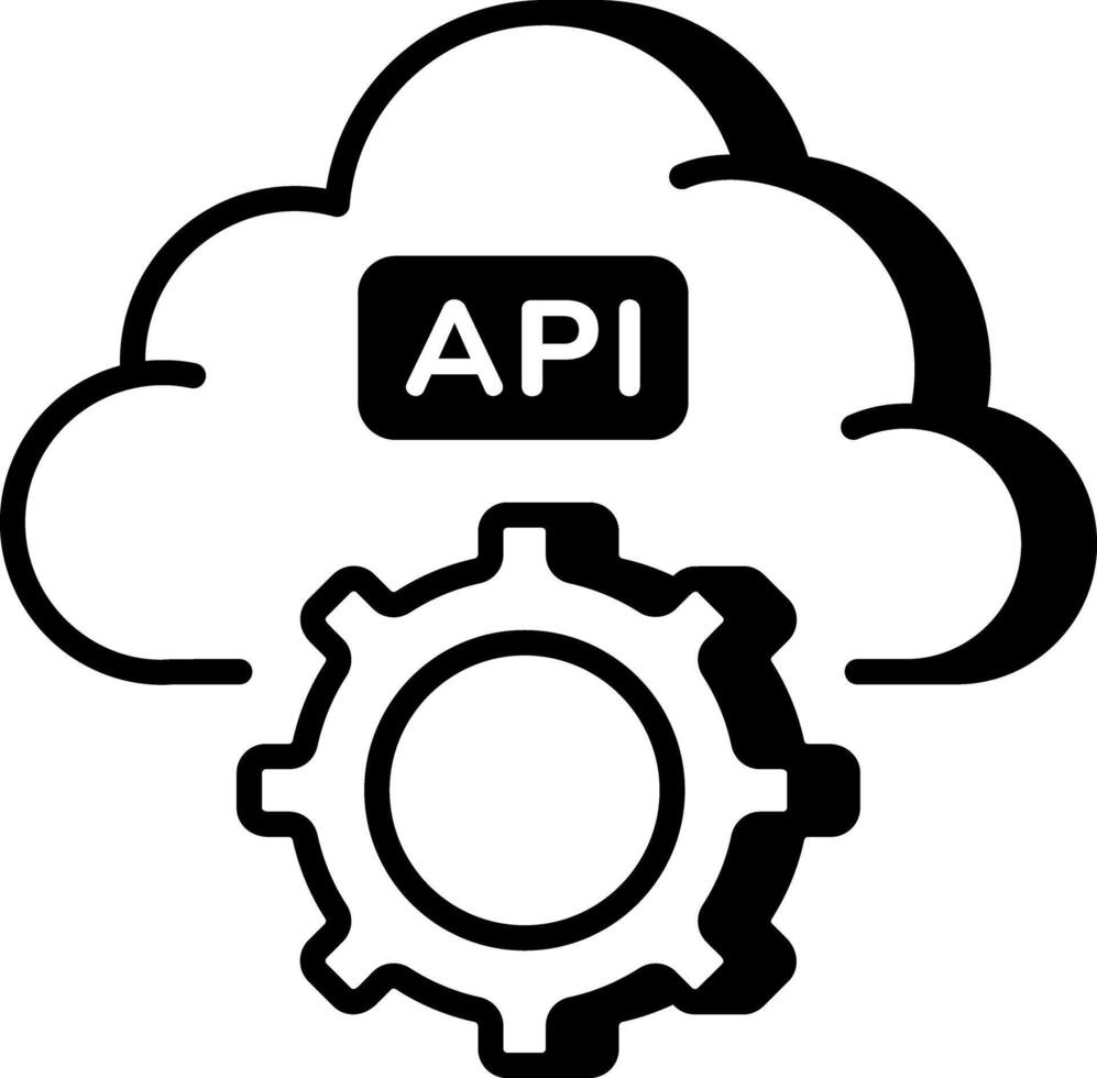 un contorno estilo icono representando nube api vector