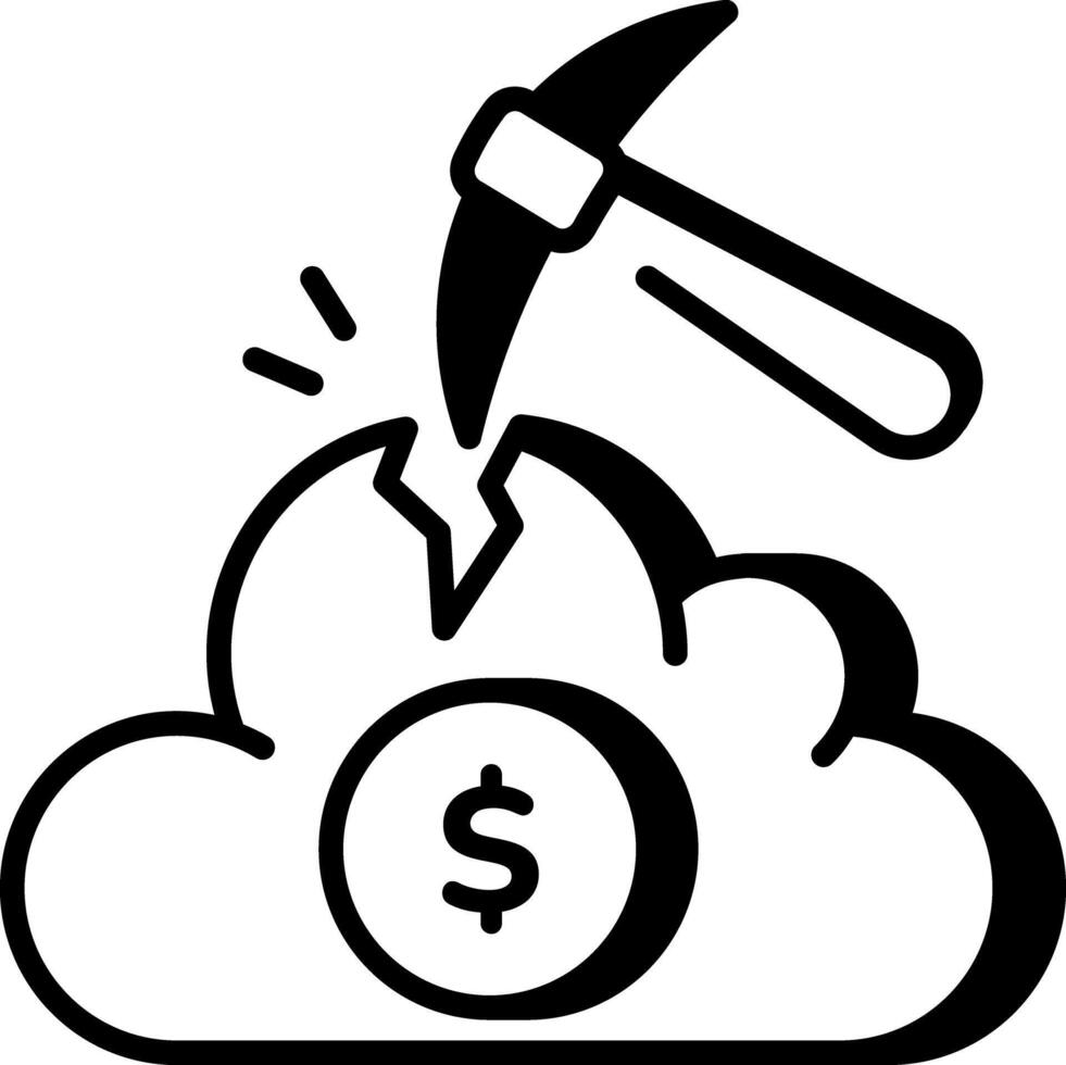 un lineal estilo icono representando nube minería vector