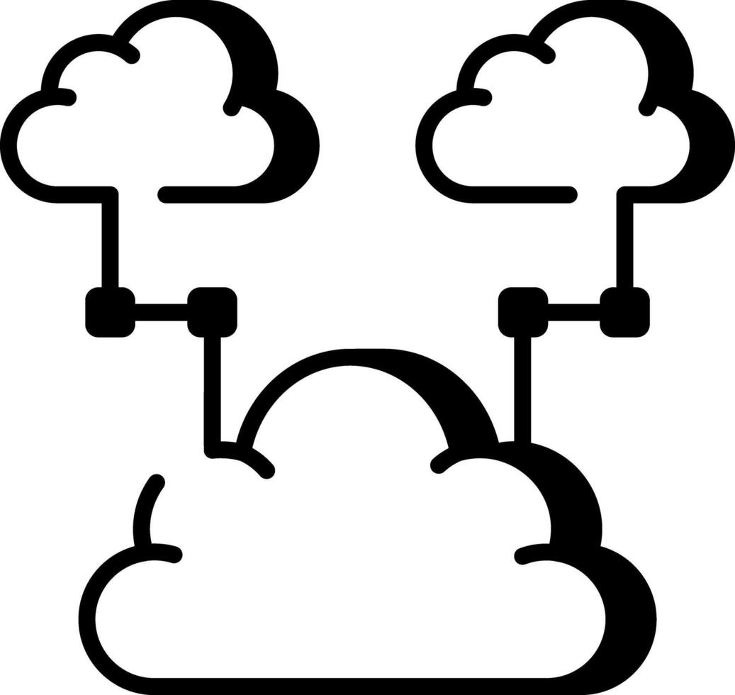An outline style icon depicting cloud networking vector