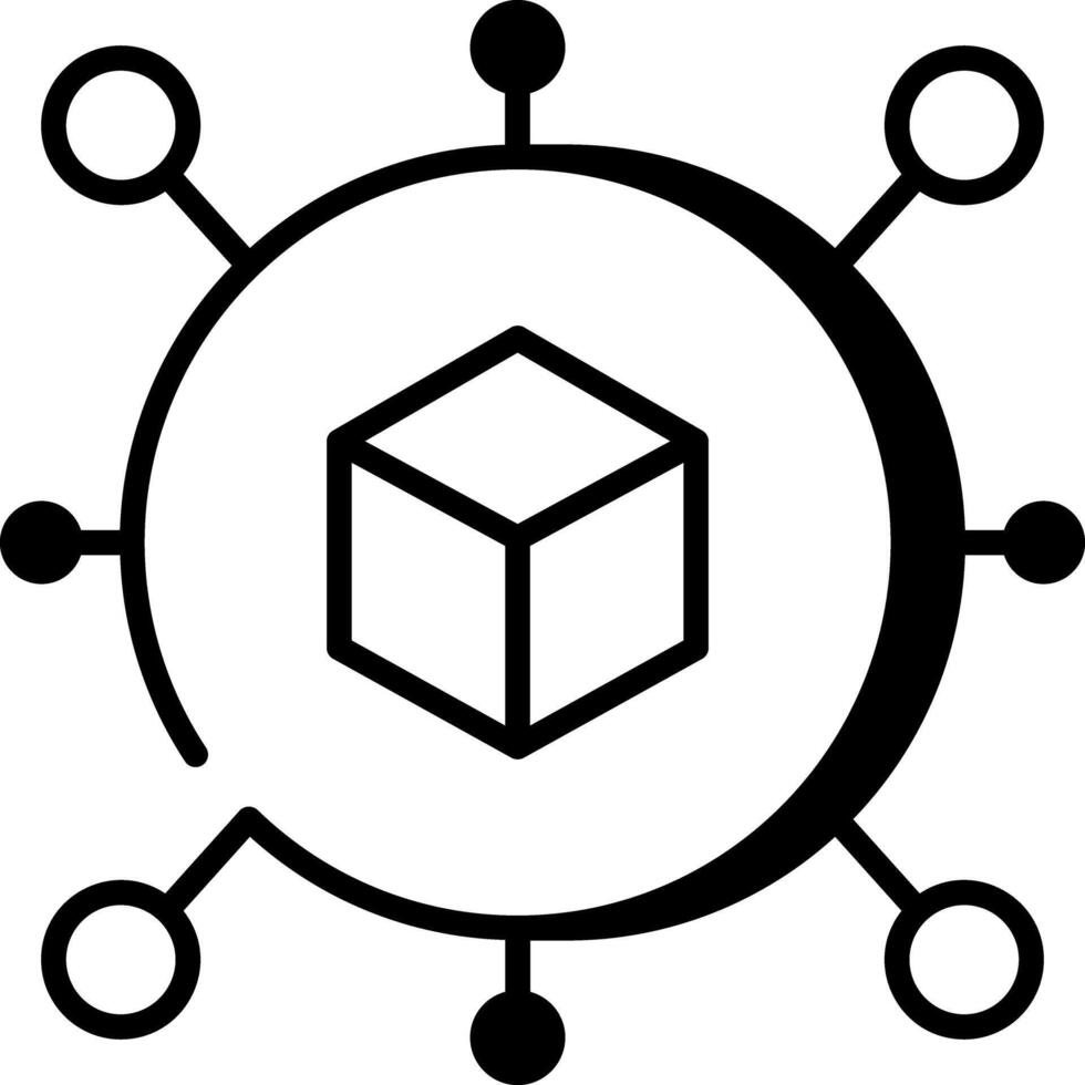 A line style icon showing distributed ledger vector