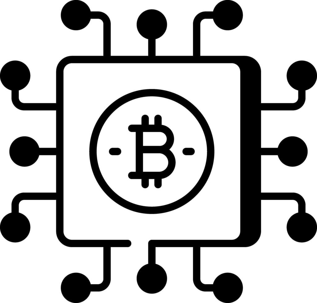 A linear style icon representing bitcoin chip vector