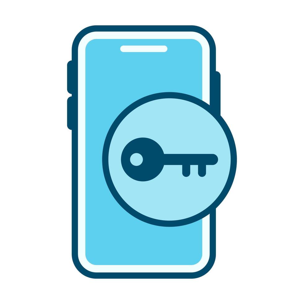 Smartphone Key Flat Colored Icon for Security and Access Tools vector