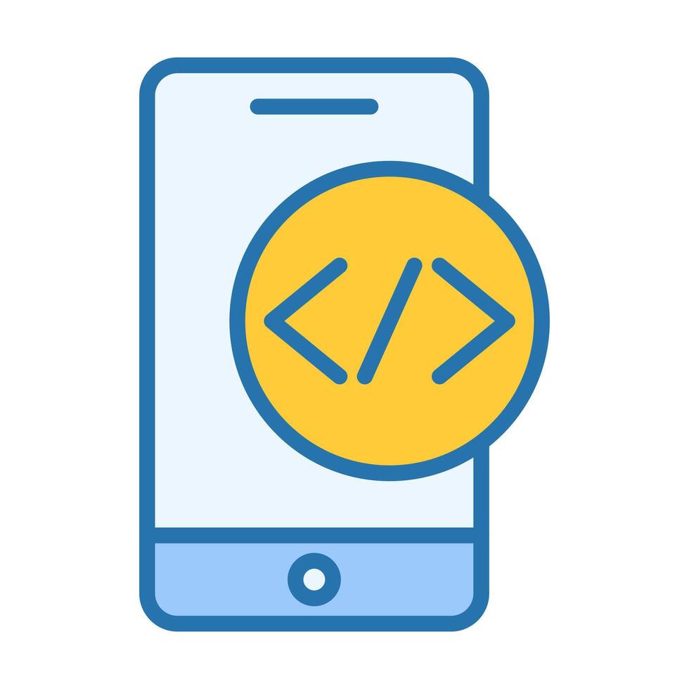 Smartphone Code Flat Colored Icon for Development and Tech Tools vector