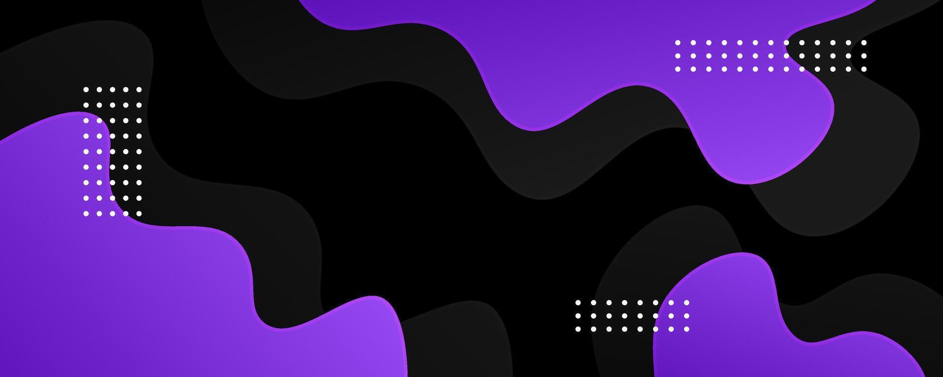 3D black purple abstract background overlap layer on dark space with flowing waves decoration. Modern graphic design element cutout style concept for web banner, art, flyer, card or brochure cover vector