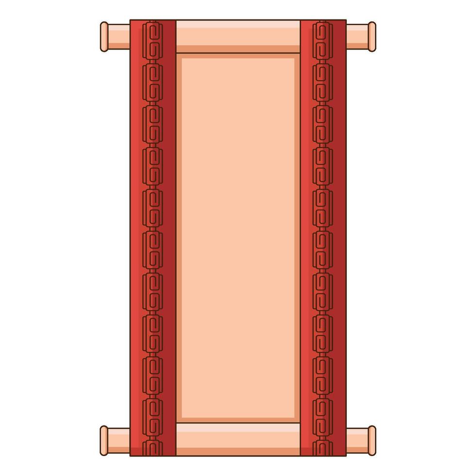 A cartoon style illustration of an ancient paper scroll with a red decorative border vector