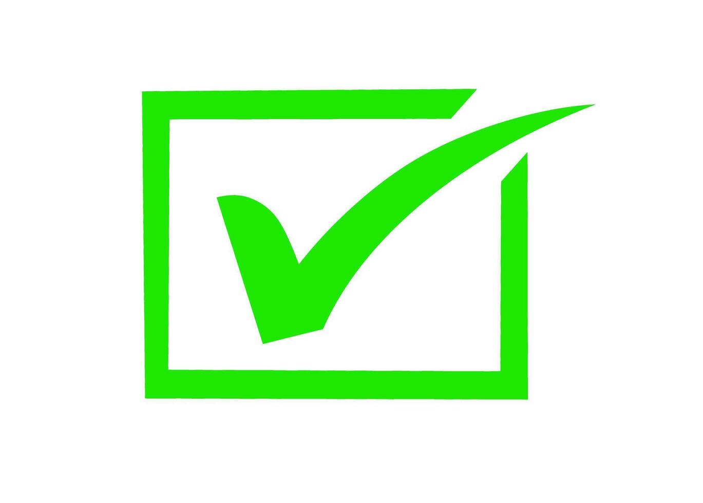 Vibrant green check mark inside a square symbolizing approval and completion on a clean white background conveying a sense of validatio vector