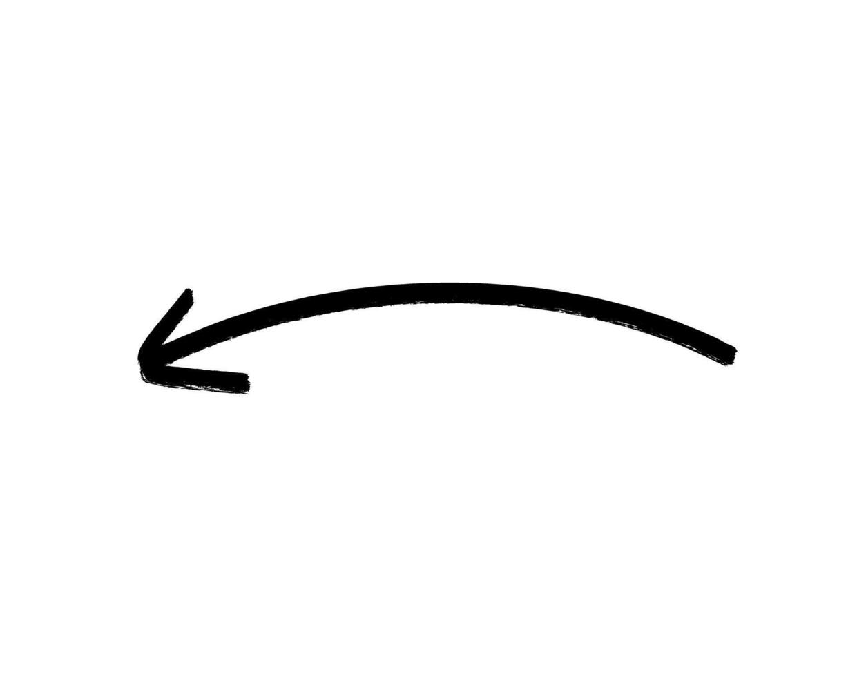 Handdrawn arrow curving left on a white background indicating direction with a simple minimalist and artistic design element for naviga vector