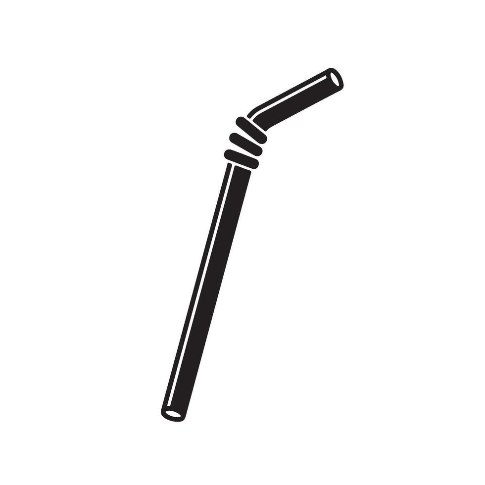 Isolated black bendy straw on a white surface ready for use symbolizing convenience and singleuse plastic in a minimalist composition vector