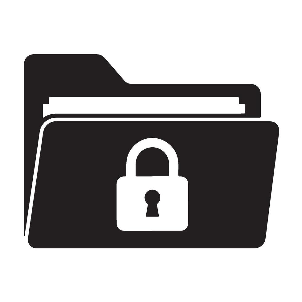 Locked folder icon representing data security and privacy in a digital environment symbolizing protection and confidentiality of sensit vector
