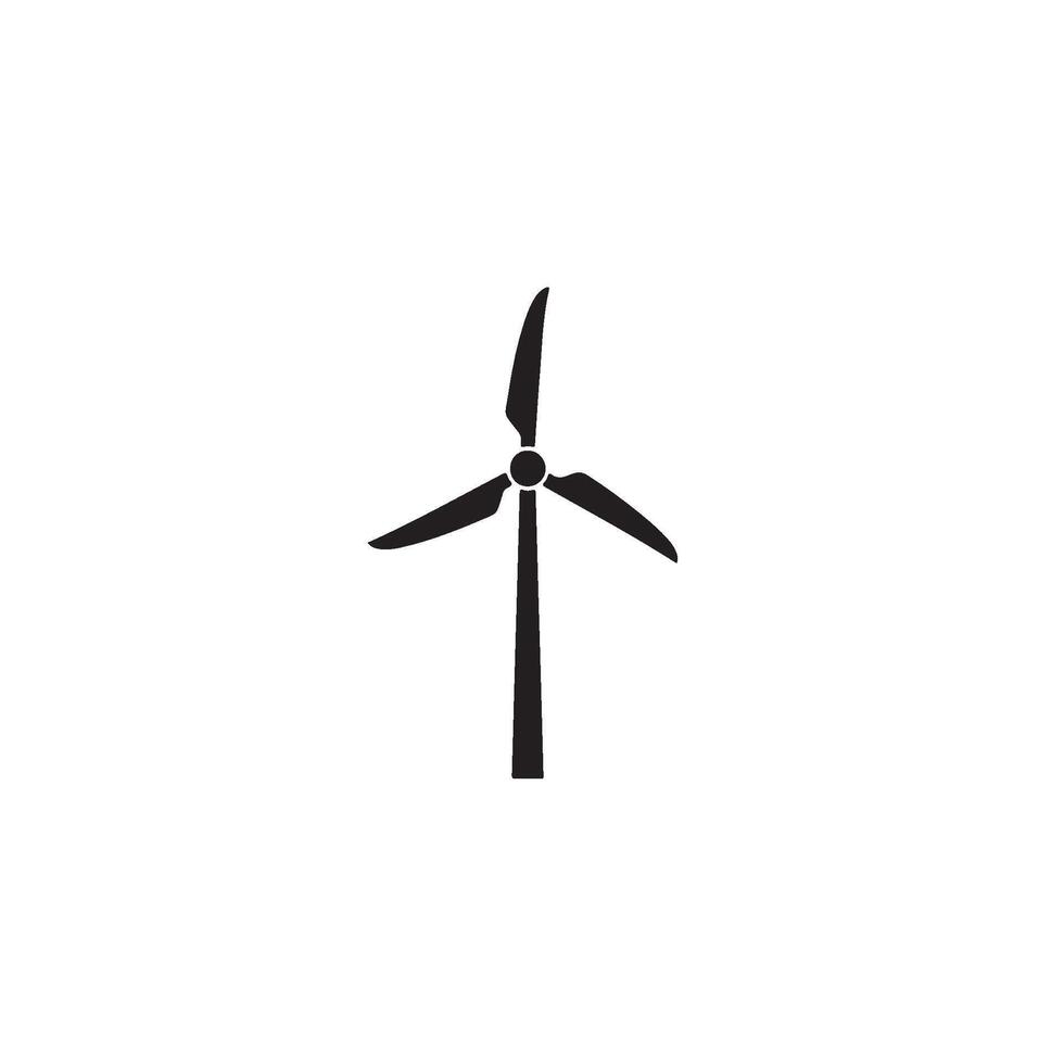 Minimalist wind turbine spinning in a clean white background representing sustainable energy and a commitment to environmental responsi vector