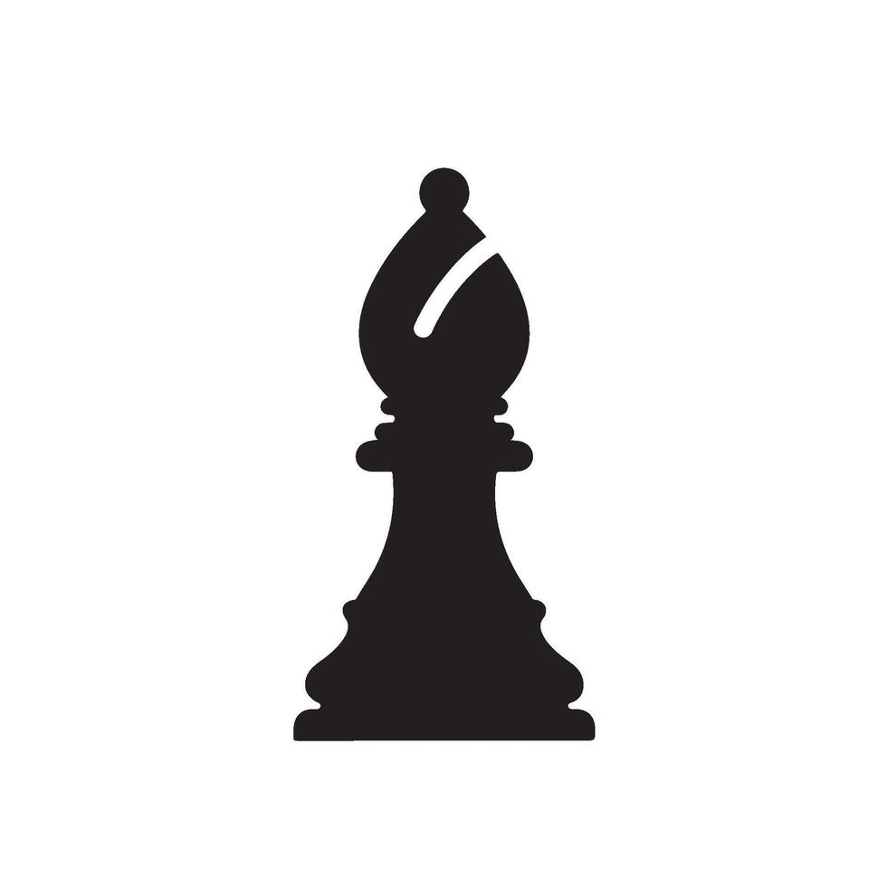 Isolated black bishop chess piece standing on a white background symbolizing strategy and intelligence in a minimalist modern design vector