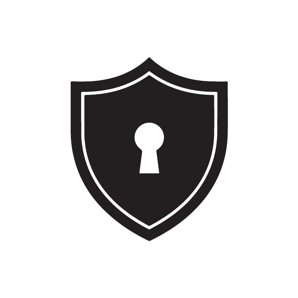 Secure shield with keyhole protecting data and privacy symbolizing safety and trust in a digital environment ensuring cybersecurity sol vector