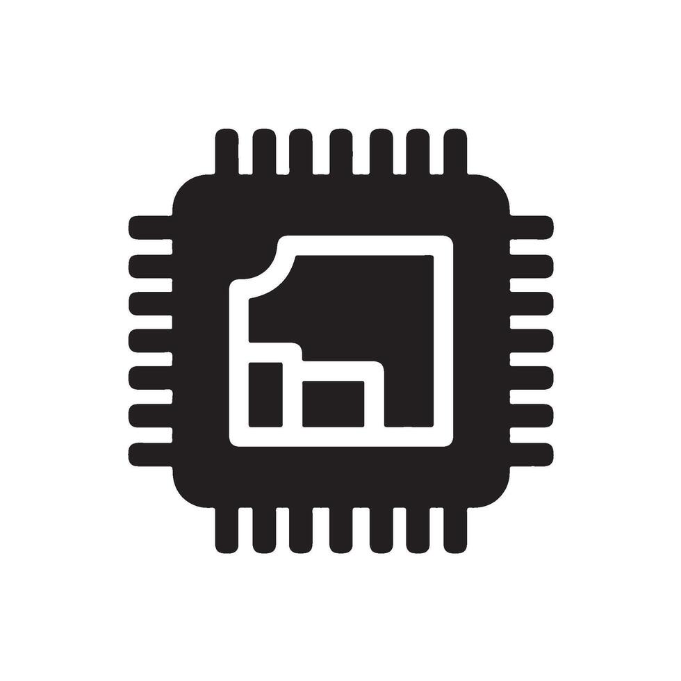 Isolated microchip icon representing data processing in the digital world symbolizing technology innovation and the future of computing vector