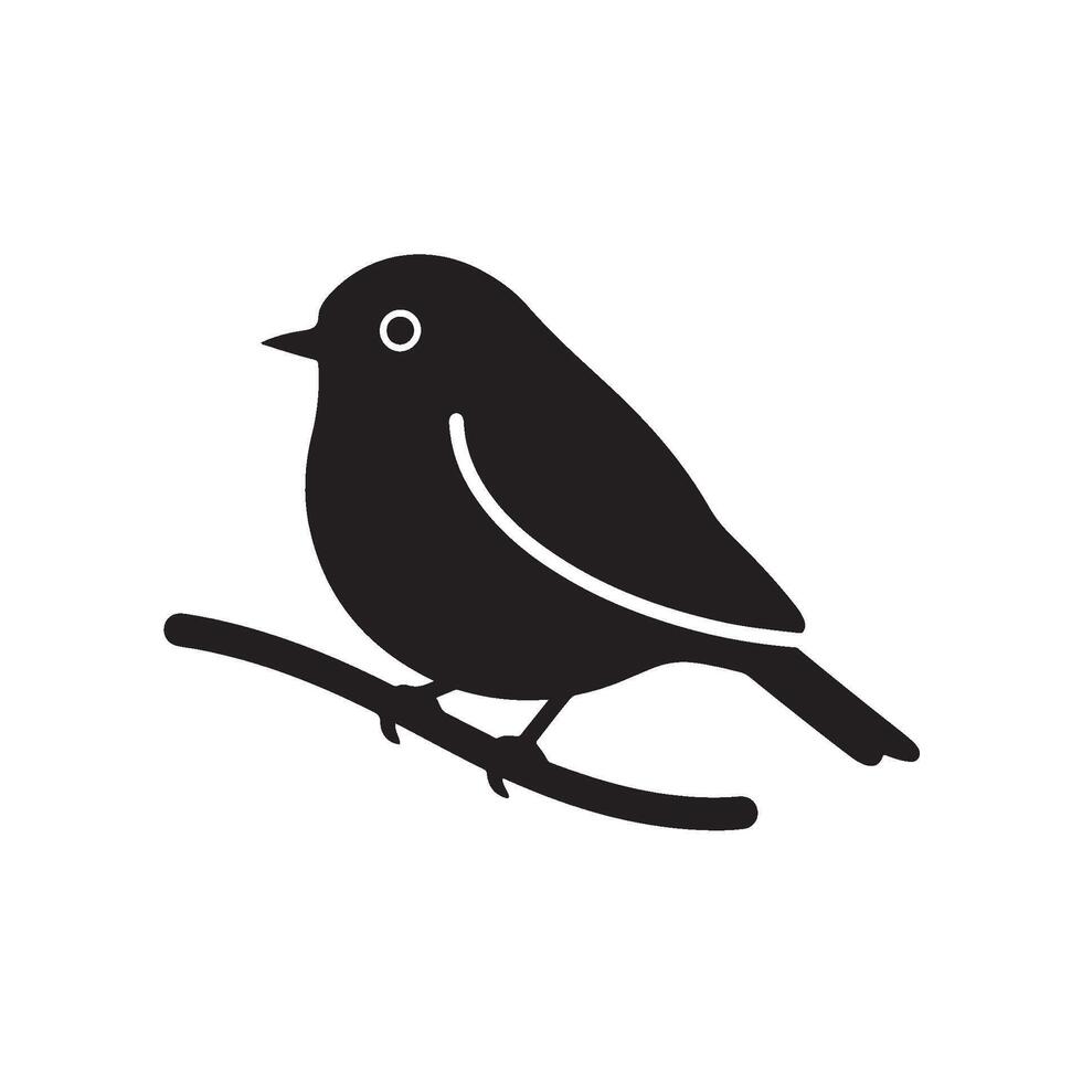 Silhouette of a small bird perched gracefully on a branch in nature evoking a sense of tranquility and freedom in a minimalist design vector