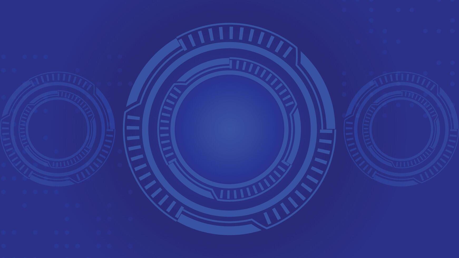 Blue futuristic tech background featuring digital circular interface elements modern hologram effects and glowing details ideal for technology projects presentations covers and digital branding vector