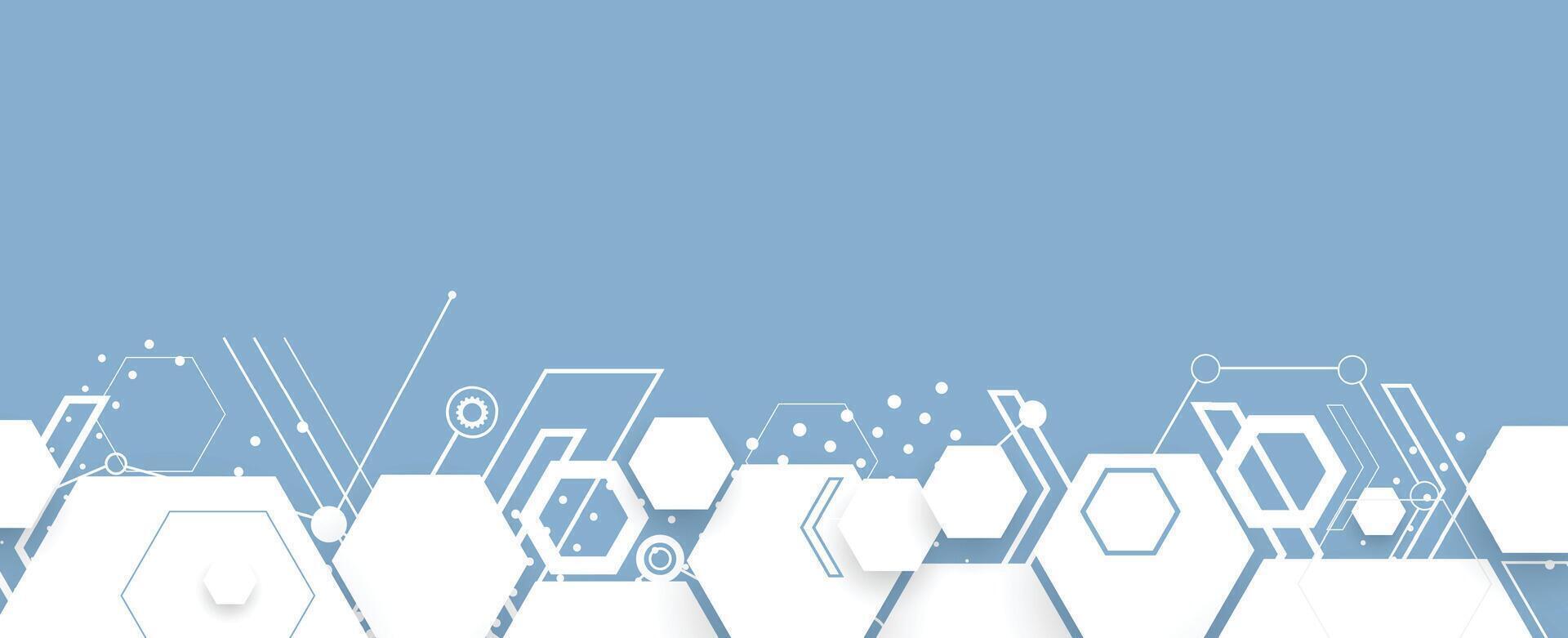 un grupo de hexagonal formas en un azul antecedentes vector