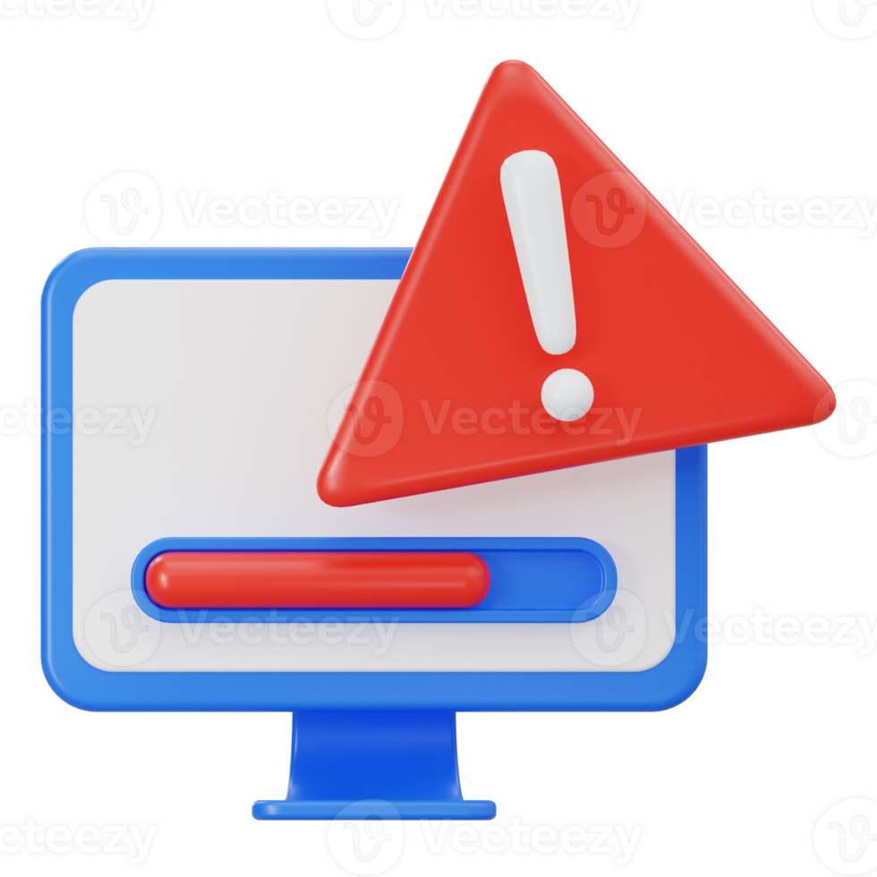 3D Desktop Monitor Malware Detection and System Error png
