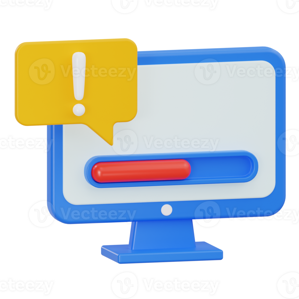 3d computadora sistema error icono con cargando bar png