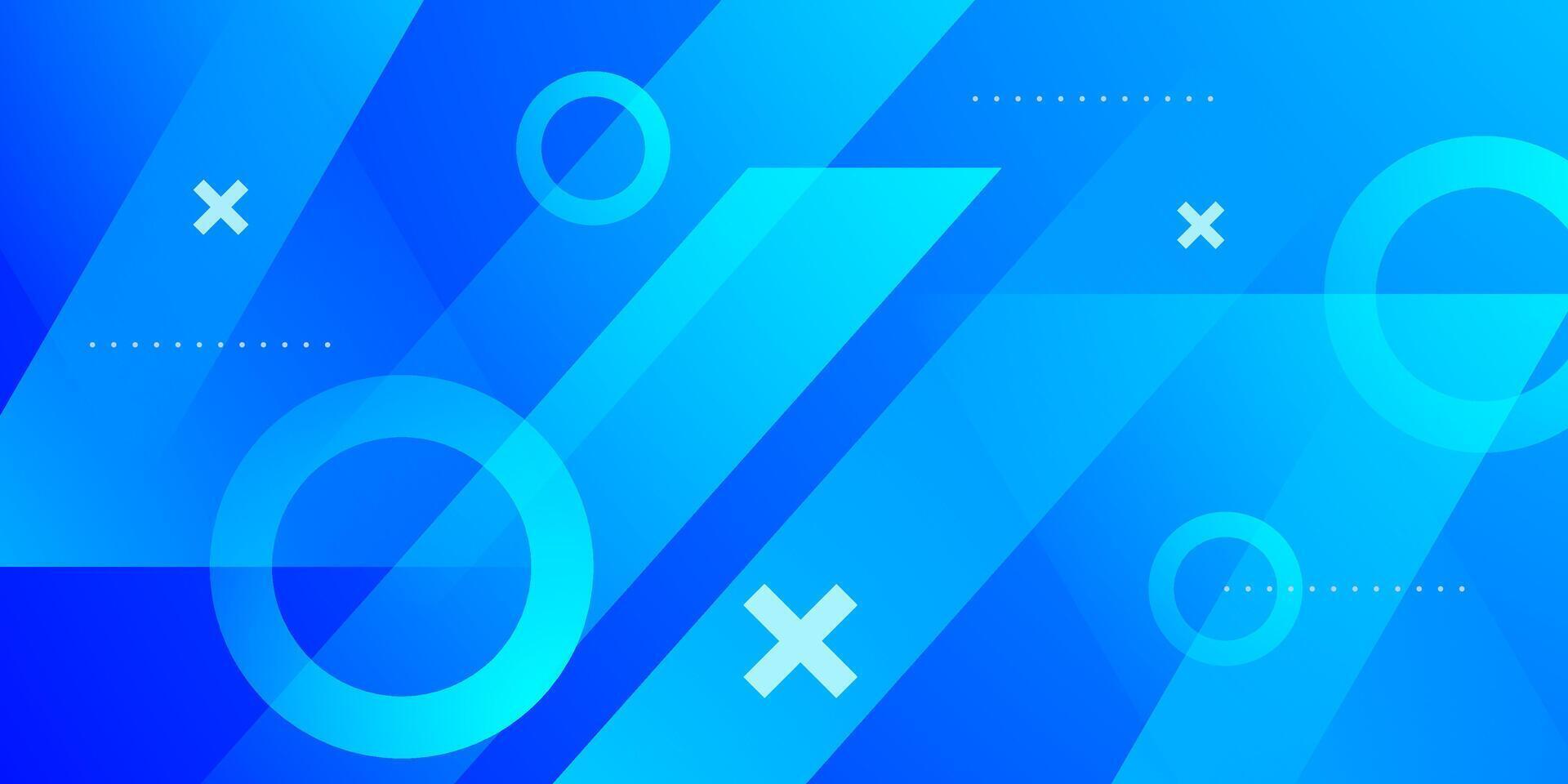 Abstract dynamic blue color background with overlap triangle arrow and circle shapes pattern element concept. Cool banner background. vector