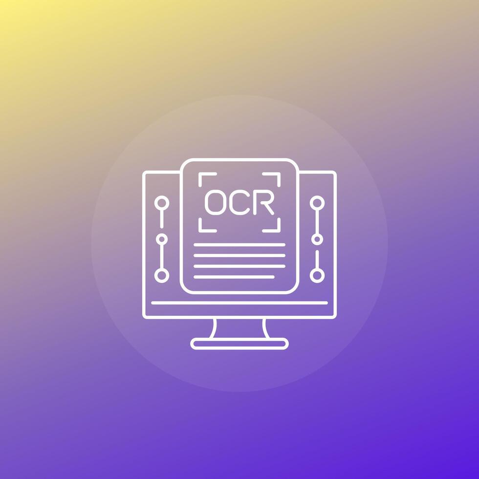 OCR icon, Optical character recognition software line design vector