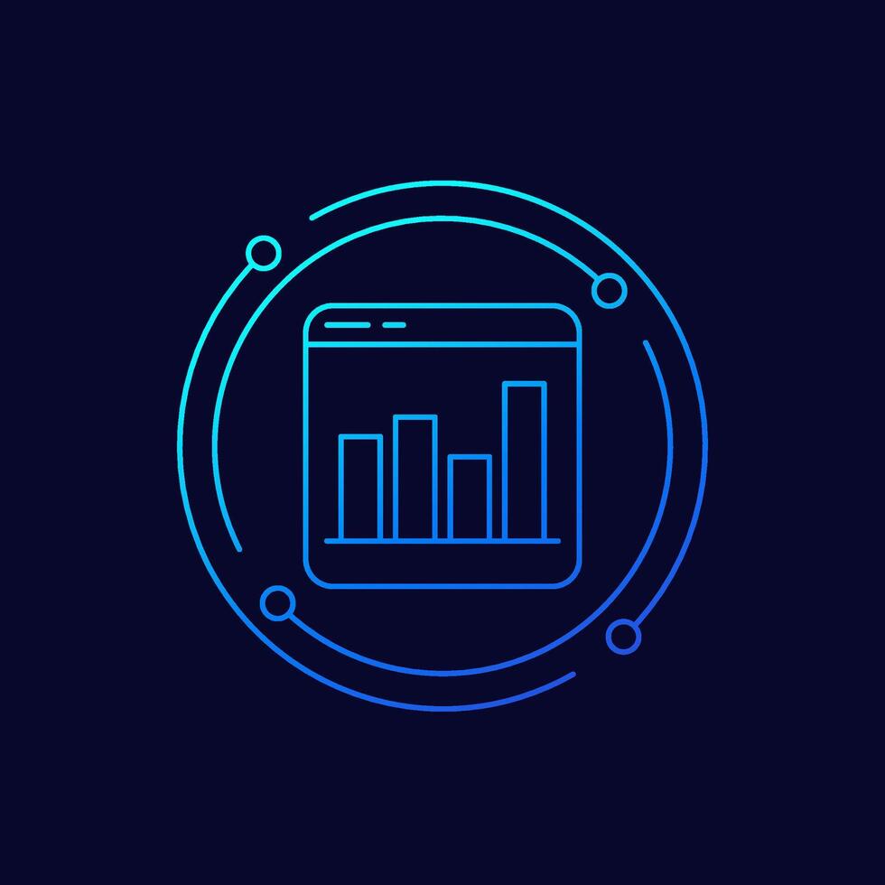 bar graph icon, linear design vector