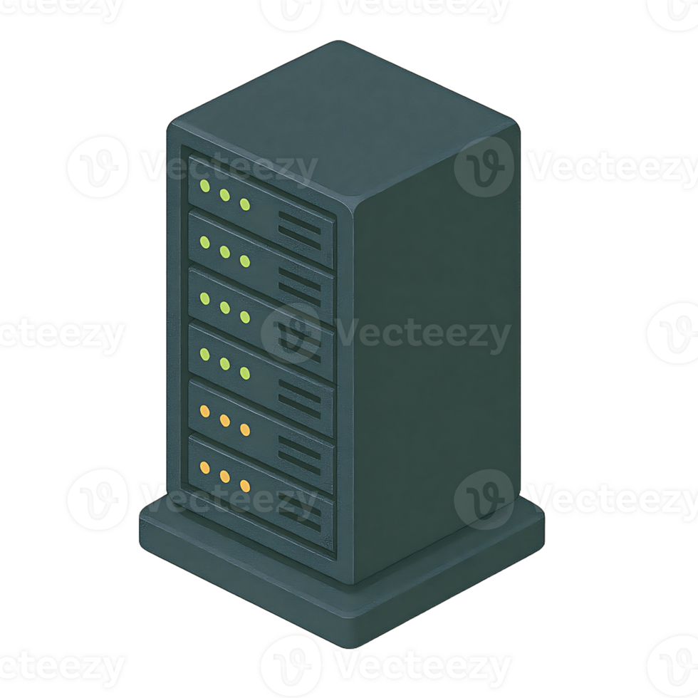 Server Rack Isometric 3D Icon, Secure your data with a modern server rack for reliable cloud computing and network infrastructure png