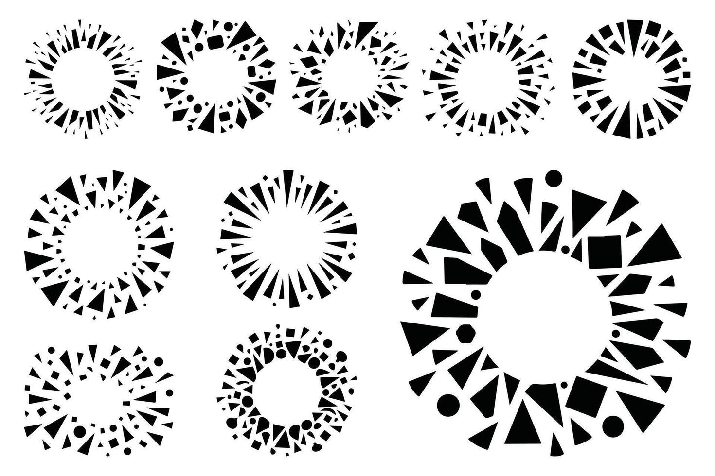 Black Geometric Shapes Circular Abstract Patterns background vector