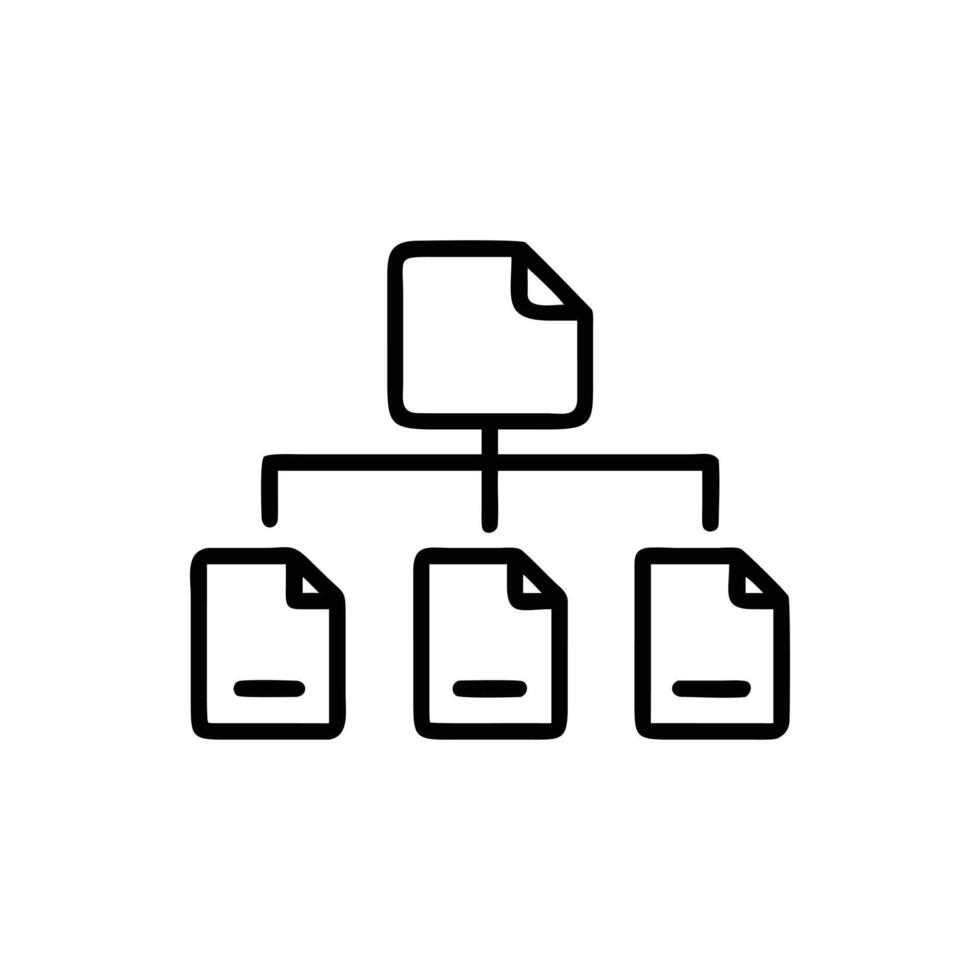 Document Flow Organization Chart Hierarchy Line Icon vector
