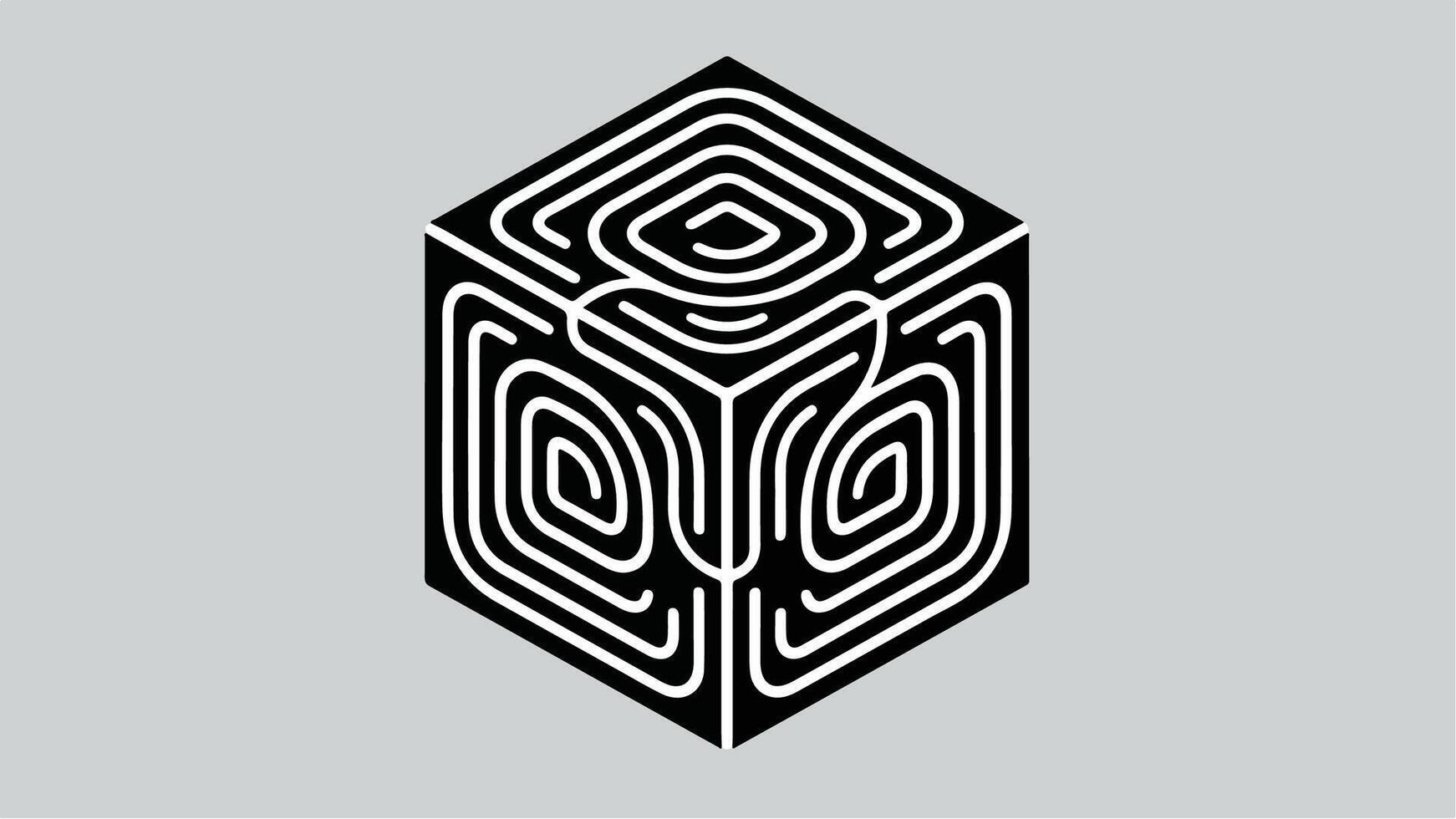 Abstract Labyrinth Cube Maze Puzzle Graphic Design. vector