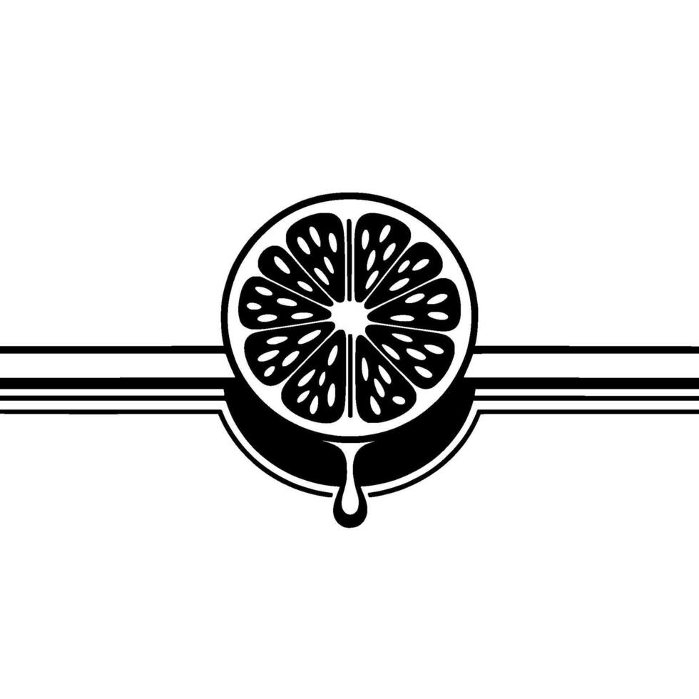 Stylized of a citrus fruit slice dripping juice with horizontal lines vector