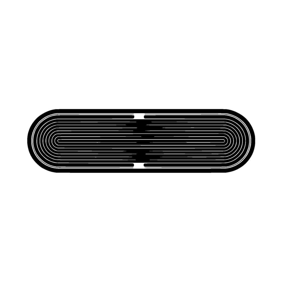 resumen geométrico modelo formando un redondeado rectangular forma con paralelo concéntrico líneas y un central división en creando un simétrico óptico espejismo vector