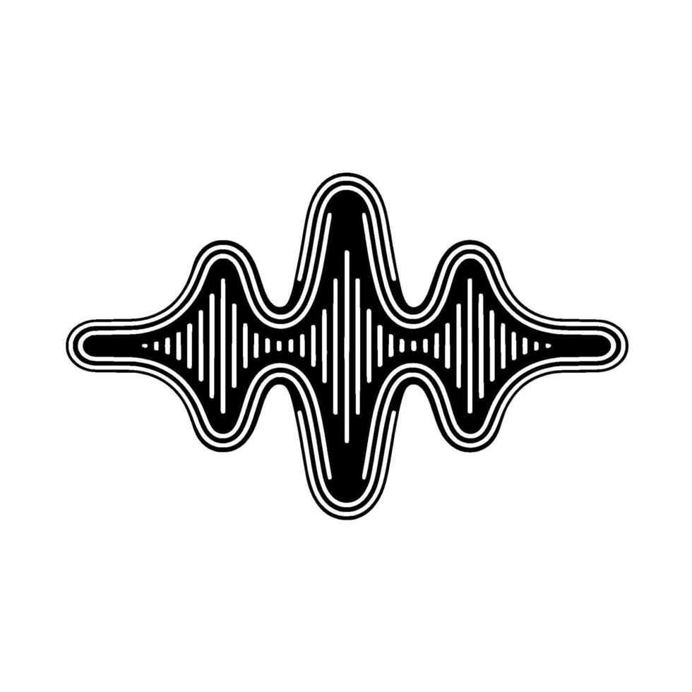 un estilizado representando un dinámica sonido ola o audio igualada con concéntrico contornos y vertical línea segmentos vector