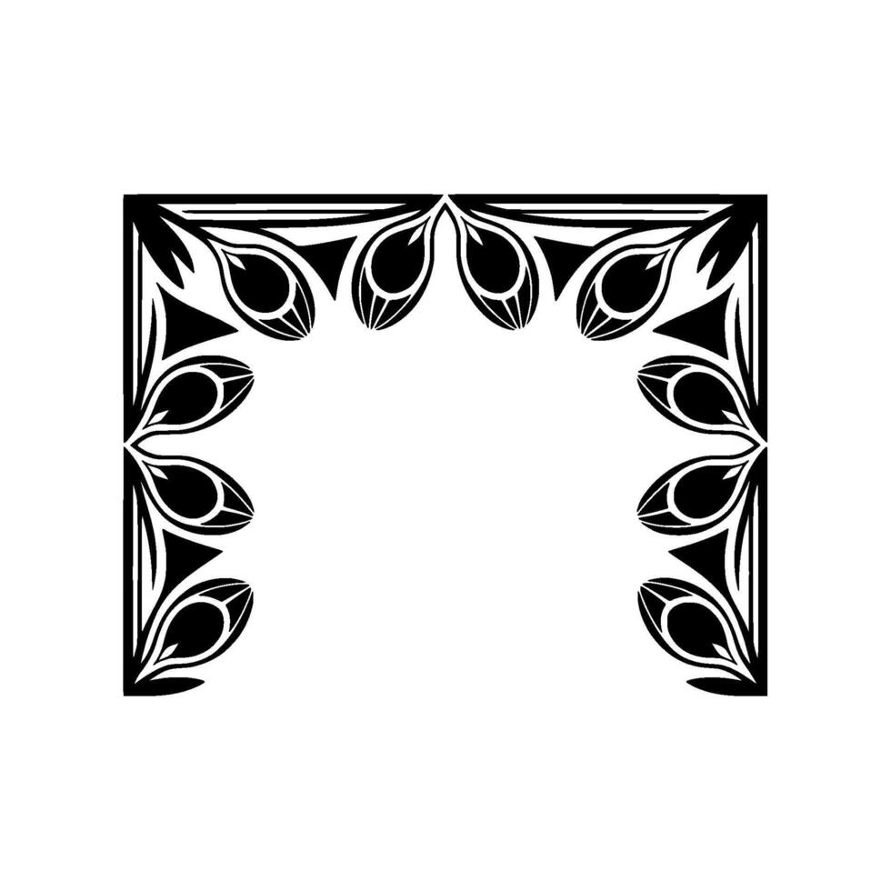 Elegant decorative border featuring abstract floral motifs and geometric shapes creating an ornate archway or frame isolated vector